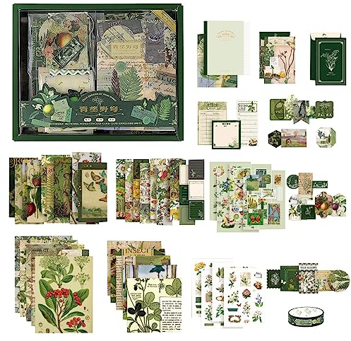 YPLonon Vintage Scrapbook Accessori Set 125Pz Estetico Bullet Journal Accessori con A6 Griglia Notebook Adesivi Carta Scrapbook Accessori per Calendario Notebook Diario