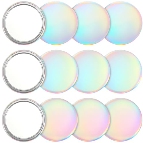 Qunclay 12 Pcs 2. 76'' Compact Mirror Bulk Gifts Mini Pocket Mirror Holographic Iridescent Small Round Makeup Glass for Purse Goody Bag Stuffers Women Teacher Girls Party Favors Travel Daily