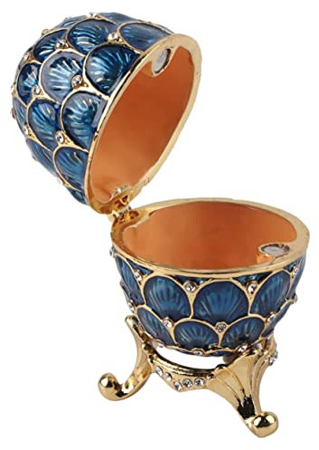 Cabilock Enameled Easter Egg Trinket Box for Jewelry Storage Decorative Hinged Egg Case for Bracelets Necklaces Earrings Unique for Special Occasions