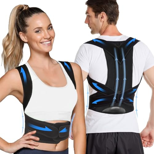 MILAIUN Rücken Geradehalter, Haltungskorrektur, Leicht Atmungsaktiv Back Posture Belt, Haltungskorrektur Rücken Damen Herren für Rückenstütze vollständig bietet Schmerzlinderung im Nacken (M)