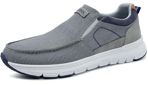 LEOSS - Zapatillas de deporte para hombre, sin cordones, transpirables, transpirables, transpirables, ligeras, cómodas, gris, 42 EU