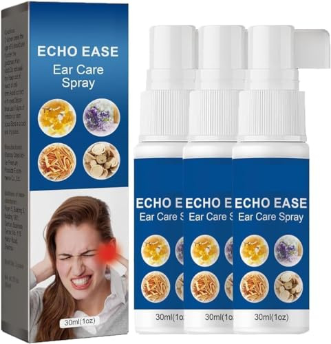 Echo Ease Tinnitus-Inhalator, Echo Ease Ohrpflegespray, Echo Ease Tinnitus Relief Spray, EchoEase für Tinnitus, Tinnitus Linderung für klingende Ohren, Tinniease-Spray für Tinnitus (3 Stück)