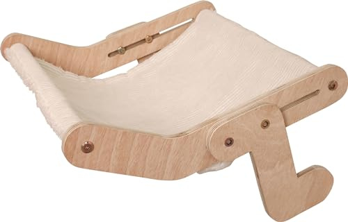 Kerbl Pet Hängematte Nap für Katzen | Weiß, 49,5 × 43 cm, Holzgestell mit Polyesterbezug, abnehmbar und maschinenwaschbar bei 30 °C