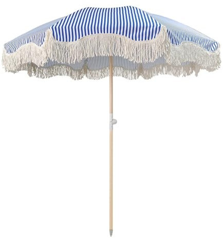 Sljovexity Sonnenschirm Terrasse Boho Strandschirm 200cm Fransenschirm Mit Knickfunktion, Sonnenschirm Garten Neigbar, Schirm Mit Fransen, Wasserdicht Windfest, Für Schwimmbad Sandstrand