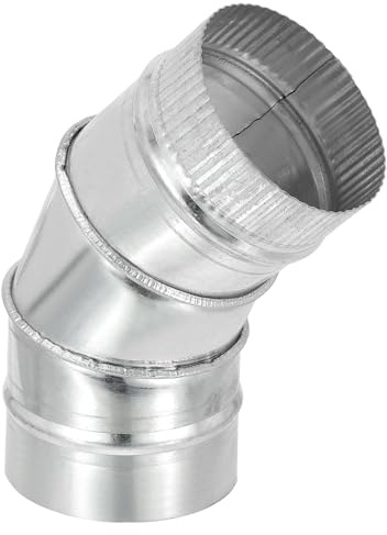 PATIKIL 4 OD 45 Degree Elbow Duct Pipe Connector, HVAC Ventilation Chimney Flue Tube Connector Galvanized Iron Adapter Crimped for Vent Exhaust Stovepipe