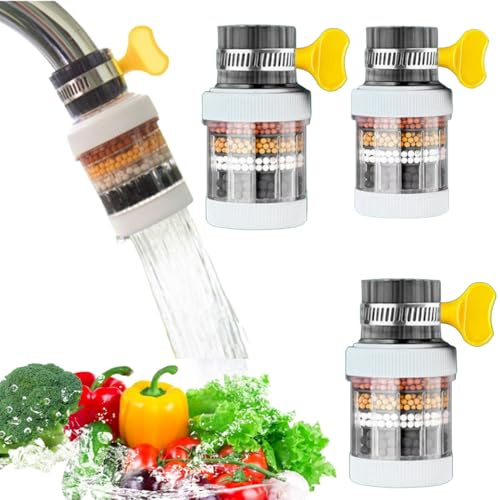 Filter Kitchen Tap Filtration Activated Carbon Clean Purifier Kitchen Bathroom Water Filter for Sink Faucet Removes Chlorine Fluoride Heavy Metals Hard Water for Home Kitchen Bathroom (White)