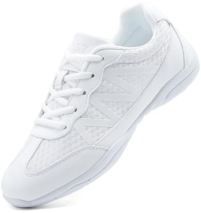 Womens Dance Trainers Girls White Cheer Cheerleading School Shoes Lightweight Breathable Lace Up Sports Sneaker White 37