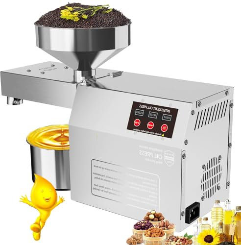 610W Electric Oil Press Machine (6-9 Kg/H), Oil Extractor - Intelligent Temperature Control + Reverse Function, Hot and Cold Oil Press - Foldable/Easy to Clean, Continuous 24 Hours