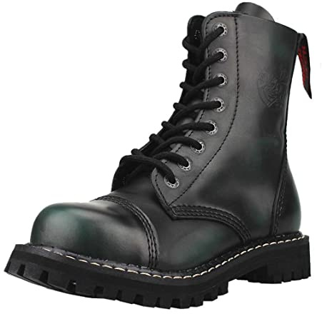 Angry ITCH -8 fori verde Rub-Off Ranger esercito stivali in pelle punta in acciaio EU36-48, Verde Rub Off, 42 EU