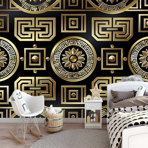 Fototapete Gold 350 x 256 cm für Wohnzimmer Schlafzimmer Flur Modern Vlies Tapete Deko Vliestapete Wandtapete Motivtapeten UV-Beständig