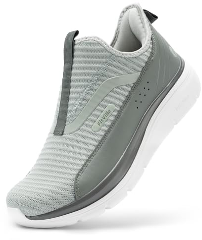 FitVille Extra Anchos Zapatillas para Caminar Hombre Zapatos Sin Cordones para Walking Transpirables Zapatillas Casual Slip-on