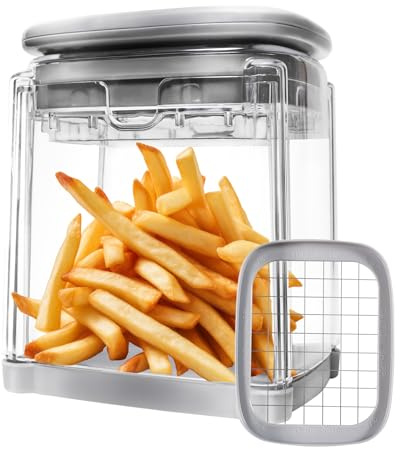Cortador de Patatas Fritas de Corte Rápido Cortador de Verduras Multifunción, 1 Cuchillas de Acero Inoxidable, Utensilio de Cocina para Cebolla, Pepino, Manzana y Limón