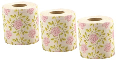 COLLBATH 3rollen Toilettenpapier Mit Rosenmuster Bedrucktes Dekoratives Klopapier Aus Natürlichem Zellstoff Weiche Bambusfaser Badpapierrolle Für Badezimmer Festliche Handtuch-servietten