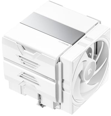Sudokoo SK620 Blanc Ventirad AM5: Ventilateur Processeur PC - Refroidisseur CPU à Double Tour, CPU Cooler AM5 avec 2 x 120mm Ventilateurs PWM FDB, 6 Caloducs, Montage Coulissant Sans Outil, Blanc