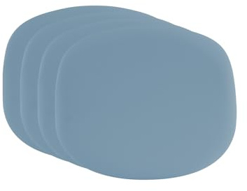 4er Set Stuhlkissen Sitzkissen aus PU-Leder 43x37x3,5cm geeignet für Esszimmerstühle mit Lochabstand von 12,5cm, Hellblau