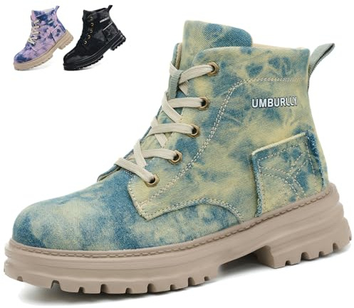 Scarpe Antinfortunistiche Donna Comode Leggere Scarpe da Lavoro con Punta in Acciaio Moda Traspiranti Stivaletti di Sicurezza Antiscivolo, Blue, 37 EU