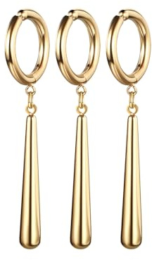 Oidea Herrörhängen Zorro Set: Guld 3 stycken falska örhängen i rostfritt stål utan öronhål kreolska öronklämmor smycke present till animefans Roronoa cosplay män pojke