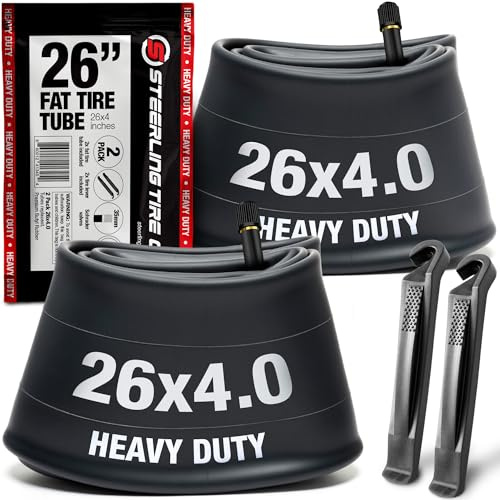 26x4.0 fat bike tube set (2 pack) - Heavy Duty replacement for E-Bikes with 26x4.0 fat bike tires tube wheels. Schrader Valve with 2 Tire Levers Included. Inner Tube for 26 inch Ebike Electric Bicycle