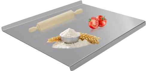 Zyomiol Stainless Steel Chopping Board, 304 Cutting Boards for Meat Vegetables Fruits Pastries Cheese, Double-Sided Food Grade Worktop Saver for Home Kitchen Cooking (40 cm L x 30 cm W)