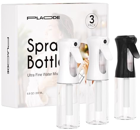 Spray Bottle for Hair, Continuous Ultra Fine Mister Spray Bottle, Refillable Water Sprayer for Hairstyling, Plants, Pets, Cleaning, Skincare (3 Pack 6.8OZ/200ML,Multicolored)