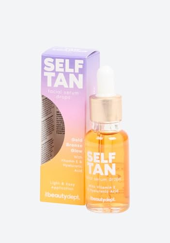 Self Tan Sérum Visage en Gouttes avec Vitamine E et Acide Hyaluronique, Bronze Doré, Application Légère