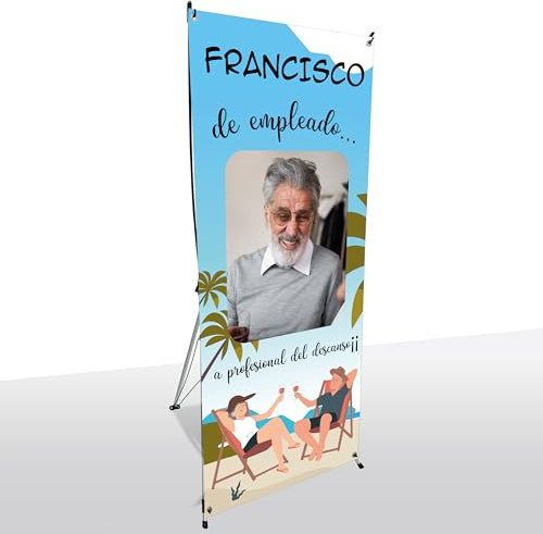 X-Banner Cartel photocall para Jubilacion - Personalizado - 80x180 cm | Con impresión de calidad para dar a tu evento una decoración profesional y llamativa.