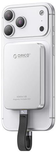 ORICO 480 Go SSD externe magnétique, en alliage d’aluminium, jusqu’à 460 Mo/s, disque dur externe SSD, extension de stockage pour iPhone 17 Pro Max, compatible avec MagSafe, smartphones USB‑C – K5MINI