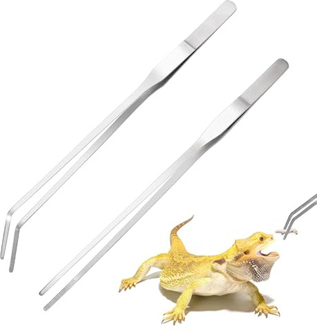 AEUXZA Aquarium Pinzette Set 2-teilig – Gerade & Gebogene Edelstahl Pinzette 27 cm, Lange Futterpinzette für Reptilien, Aquascaping & Terrarium