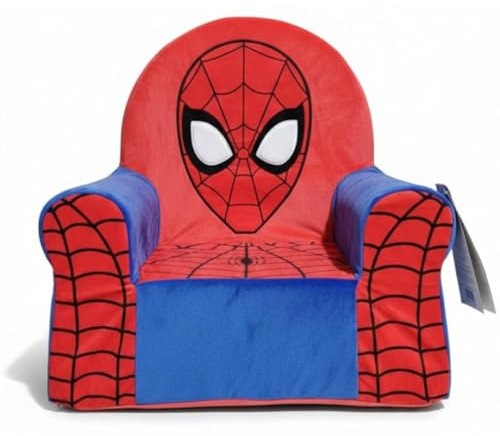 Disney Sillón Infantil 3D Desenfundable con Cremallera de Seguridad, Funda 100% Poliéster y Relleno 100% Poliuretano, Butaca Niño +3 Años, 50x45x35 cm (Spiderman)