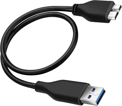 ASENTER USB 3.0 to Micro B Cable,Portable 1.5ft/0.5m USB A External Hard Drive Cord Compatible with WD,Seagate Expansion, Toshiba Canvio(Black)