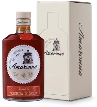 Amaronna – Liquore Artigianale al Fico d'India di Sicilia 500 ml – Elisir Siciliano, Digestivo Naturale, Ricetta Tradizionale, Gusto Dolce e Fruttato, Made in Italy, Idea Regalo (Con astuccio)
