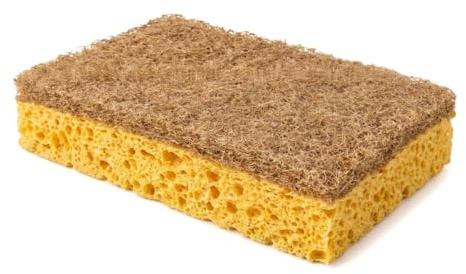 Eco Sponges Washing Up 4 Pack - Plastic Free Compostable Kitchen Sponge Scourers, Natural Biodegradable Dish Sponge, Heavy Duty Non-Scratch Scrubbing Sponges for Dishes