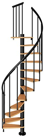 DOLLE Spindeltreppe Calgary Höhe 244,8-280,8 cm Stufen Buche Unterkonstruktion anthrazit Durchmesser 120 cm