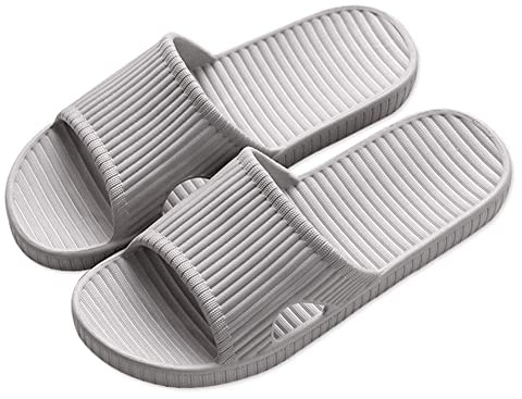 Kvinnor och Män Halkskydd Tofflor Inomhusbruk Utomhus Bad Sandal Mjuk Skum Enda Pool Skor Hus Hem Rutschkana (40/41 EU, Grå)