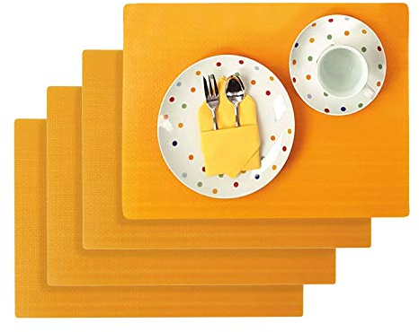 Westmark Manteles individuales, 4 piezas, 45.5 x 29 cm, Vinilo, Amarillo, Edición Saleen: Diversión