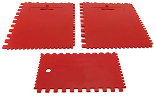 Schwan Kunststoff Zahnspachtel 3er Satz mit 4 versch. Zahnungen Aufstreich-Spachtel Leimauftragsspachtel Leimspachtel Kunststoff Kleberspachtel 2x 13,5 x 17,5 cm / 1x 8,3 cm x 13,5 cm