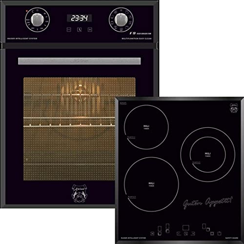 Kaiser Olan EH4747 + KCT 4745 F Four encastrable 45 cm, auto-résistant, 50 L, 9 fonctions, émail facile à nettoyer verre noir, facette, indicateur de chaleur résiduelle