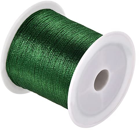 PATIKIL 328 FT/109 Yard 3 strängar flätad pärltråd, fibertråd för gör-det-själv pärlor hantverksberlocker, smaragdgrön