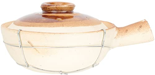 LIFKOME Pottery Casserole Pot 0.8L Ceramic Cooking Dish with Single Handle Heat-Resistant Kitchen Food Stew Pot for Home and Restaurant Use