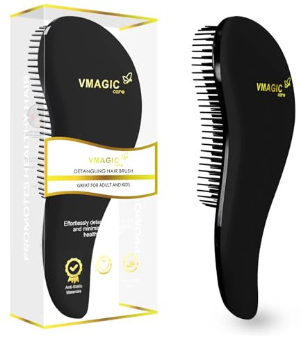 Detangling Brush - glide the Detangler Brush through Tangled hair - Best Comb for Women, Girls, Men & Boys - Use in Wet and Dry Hair (BLACK)