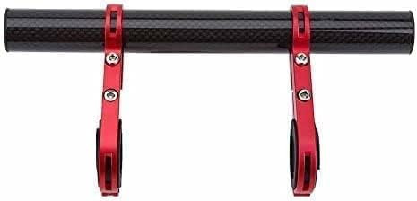 Ezweiji Fahrrad Lenker Erweiterung, Durchmesser von 25,4-31,8 mm Fahrradlenker verlängerung mit Zwei Lenkerhalterungen Halter für Taschenlampe Smartphones GPS-Geräte (Kohlefaser strukturiert rot)