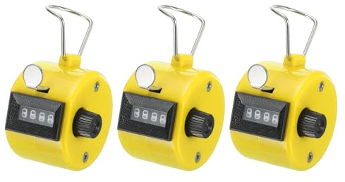 PATIKIL clickcatore Contatore 3pz Palmare Conteggio Contatore Meccanico 4 Cifre Numero Click Passo Contatore per Coaching Maglia Golf Giro Pesca Giallo