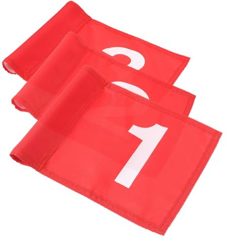 Gogogmee 3pcs Numbered Golf Flags Portable Training Course Supplies Detachable Red Golfing Practice Flags for Outdoor Golf Training