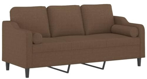 Gecheer 3-Sitzer Sofa mit Zierkissen Polstersofa Loungesofa Schlafsofa Bettcouch Gästesofa Modern Couch 3er Sitzsofa Polstermöbel Bettsofa für Wohnzimmer/Schlafzimmer/Gästezimmer, Braun 180 cm Stoff