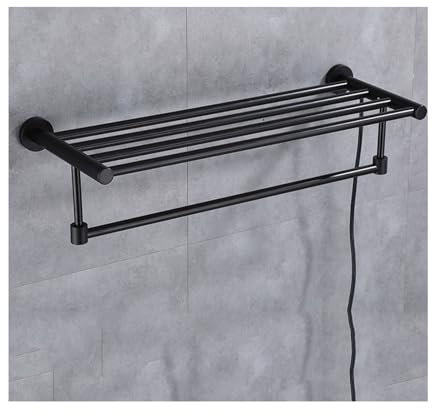 WRJAHCG Portasciugamani Elettrico A Parete,Termoarredo Bagno in Alluminio,Scaldasalviette Elettrico Bagno Basso Consumo,Nero,Right Line