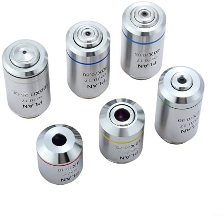 Set di obiettivi per microscopio acromatico infinito 4X, 20X, 40X, 60X e 100X per montaggio standard RMS (4X)