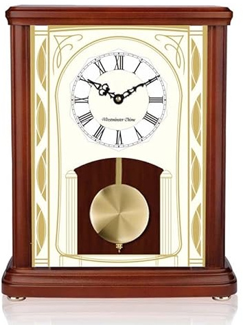 Pendule de cheminée en Bois avec carillons, Horloge de Table mécanique, for Salon, Bureau, décoration d'intérieur