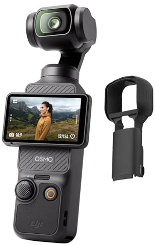 DJI Osmo Pocket 3 Bundle, fotocamera vlogging con CMOS da 1 e video a 120 fps, stabilizzazione a 3 assi, messa a fuoco rapida, gimbal e protezione display, videocamera per vlogging, selfie (custodia)