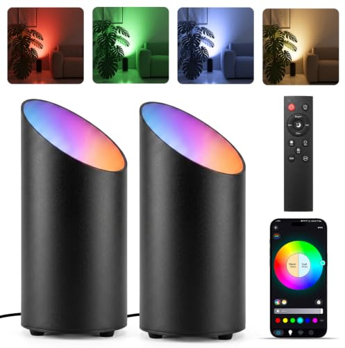 RGBW LED Bodenstrahler 8W 600LM, smart Uplight Spot mit Fernbedienung, Alu | 16 Millionen Farben, surplife APP Steuerung IP44 für Wohnzimmer Schlafzimmer, Schwarz, 1 Pack