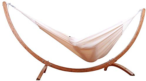 XXL Hängemattengestell (FSC© 100% Zertifiziert !) Natur Weiss Familien Hängematte aus Brasilien Fichte verzinkter Beschlag 420 x 167 x 160 (420 x 167 x 160 - Fichte (FSC© 100%) - Natur